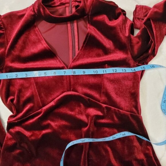 Romeo & Juliet Couture Burgundy Velvet Choker Dress Sz S - Picture 14 of 14